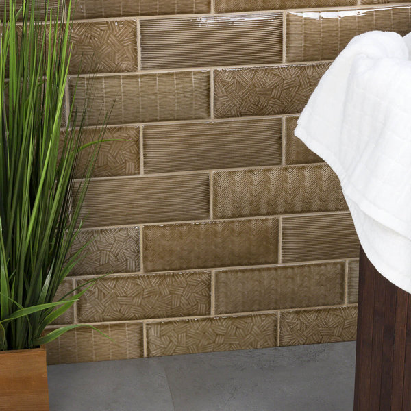 Ivy Hill Tile Dallas Patterned Mix Pillowed 3" x 8" Ceramic Subway Tile